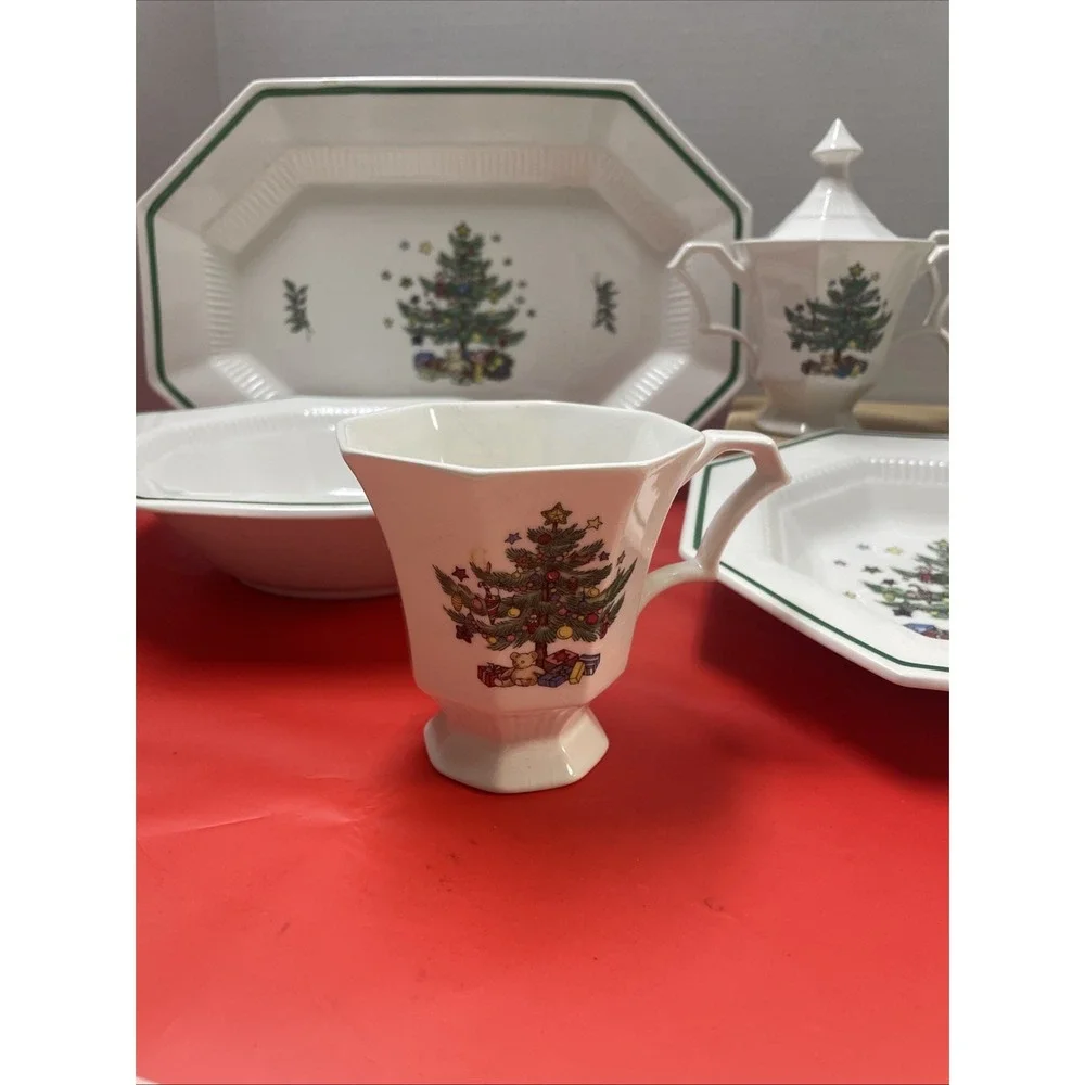 Nikko Christmastime 5pc Completer Set Oval Platter Vegetable Bowl Sugar Creamer
